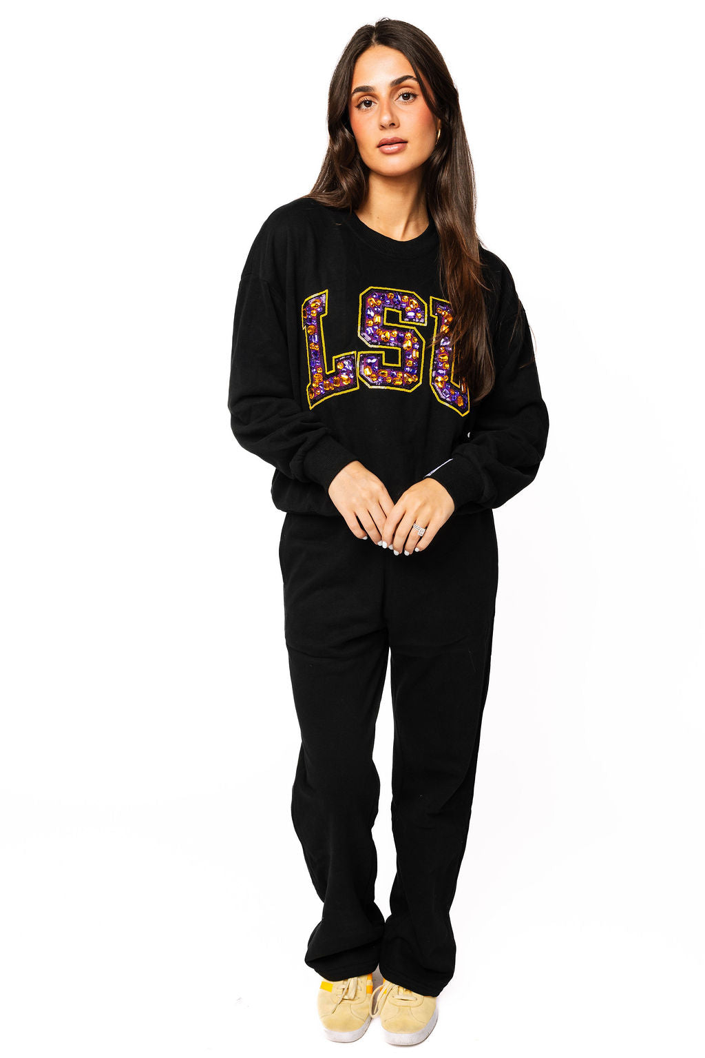 Licensed LSU Black with Multi Jewel Letter Sweatpants