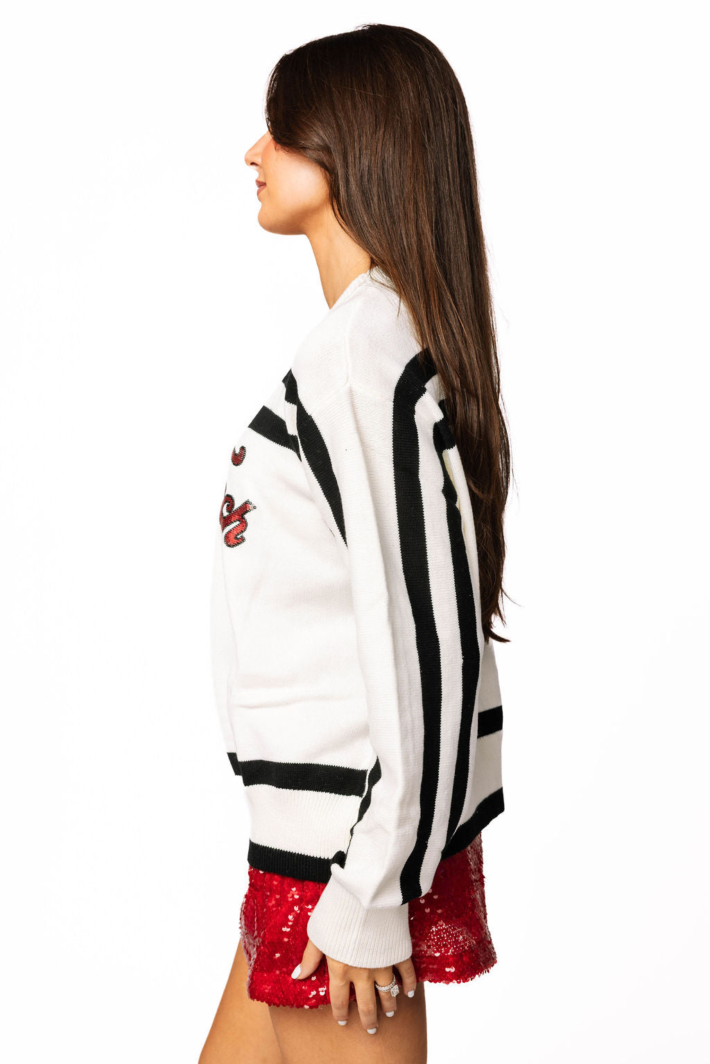 Licensed- Texas Tech Striped Long Sleeve Sweater