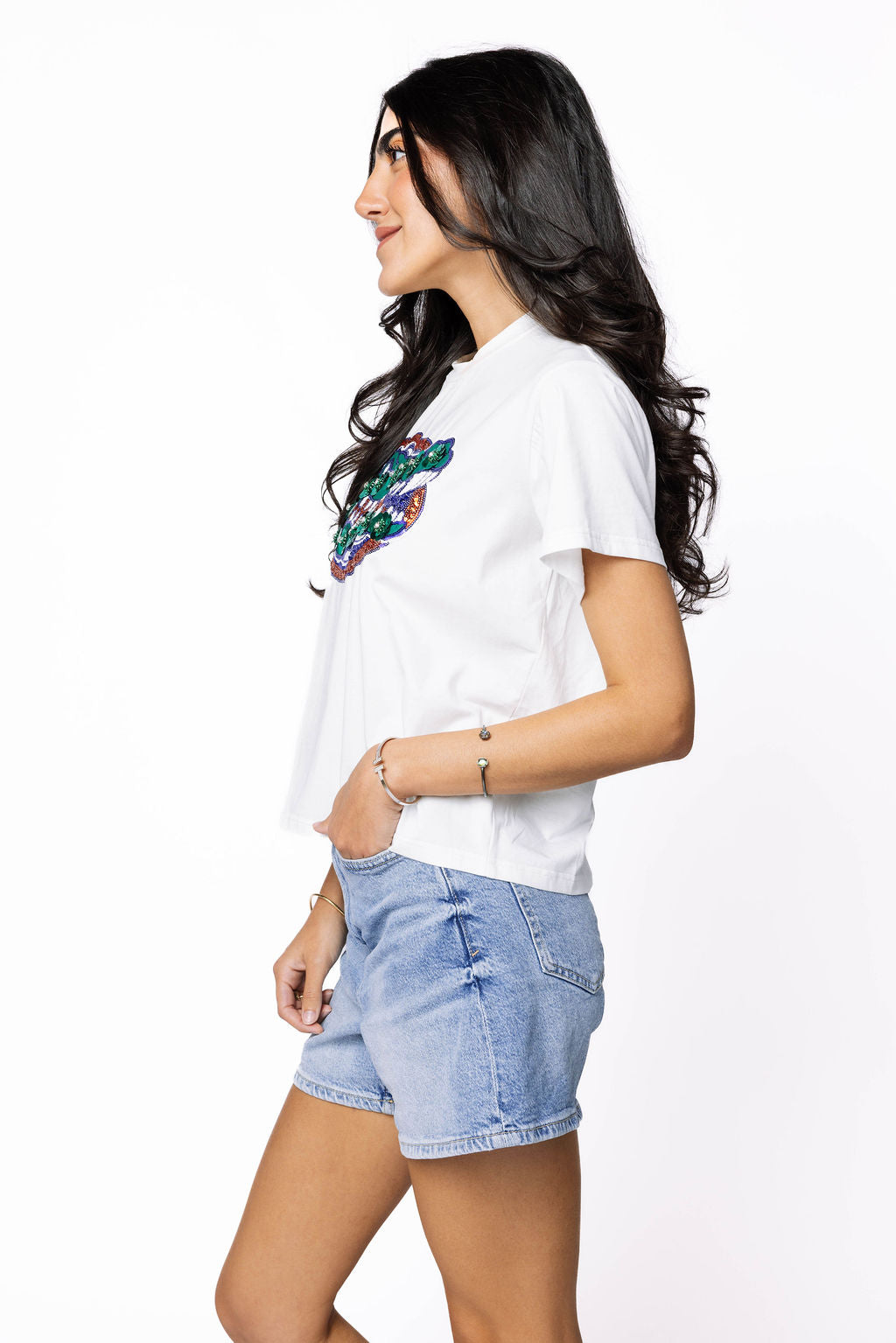 Licensed Florida Gator Mascot Sequin Flower Tee