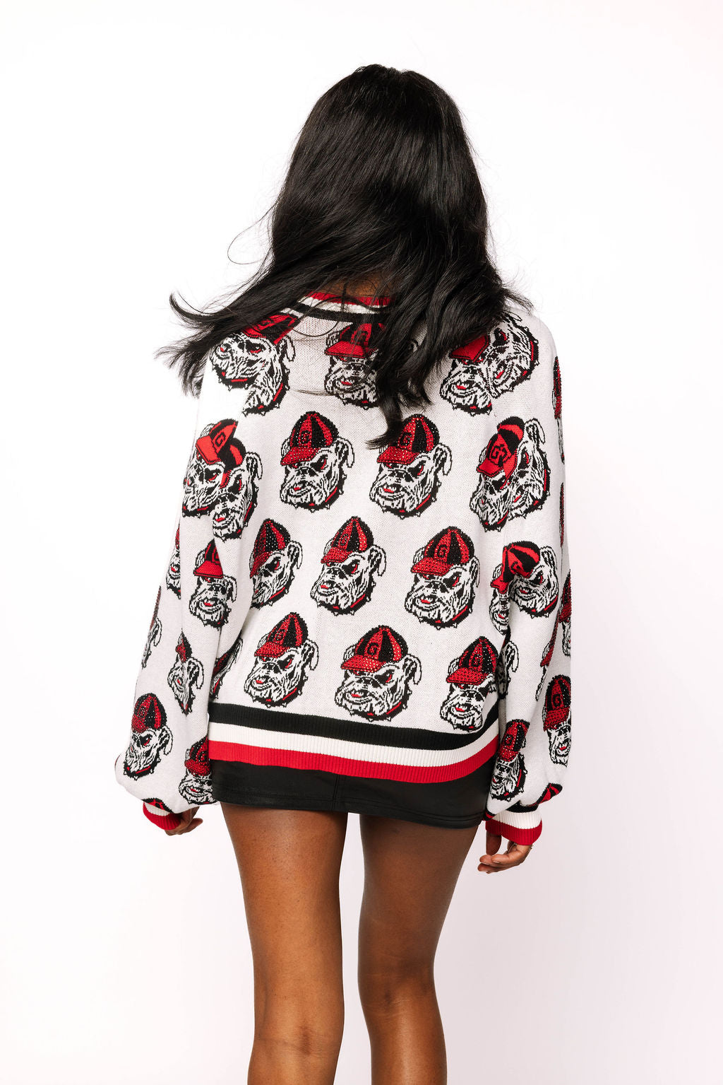 Licensed Georgia Knit In Mascot Rhinestone Cardigan