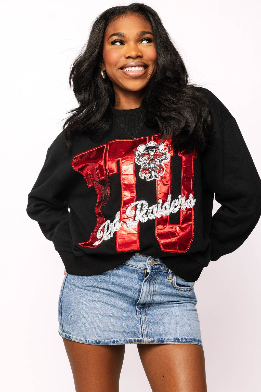 Licensed Texas Tech Metallic Word With Icons Sweatshirt