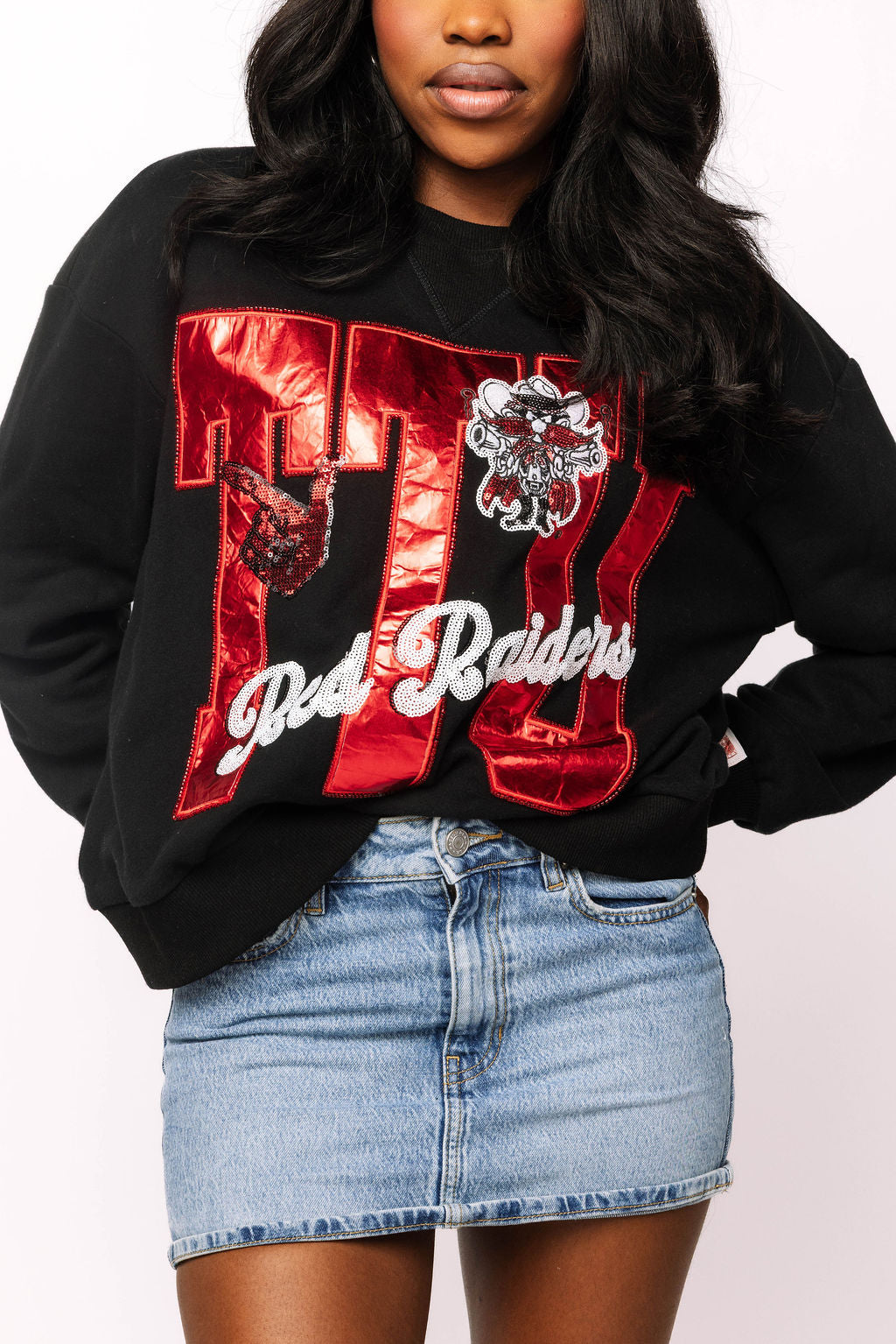 Licensed Texas Tech Metallic Word With Icons Sweatshirt