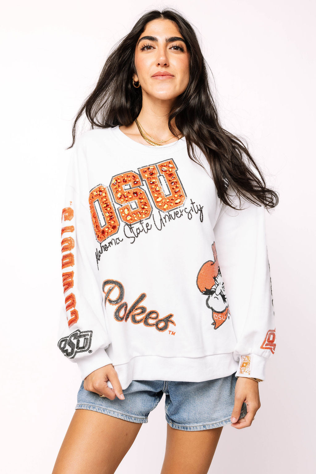 Licensed Oklahoma State Big Icons Scattered All Over Sweatshirt