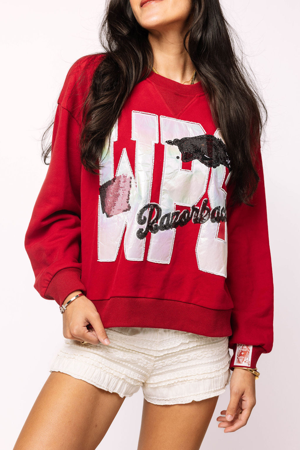 Licensed Arkansas Metallic Word With Icons Sweatshirt