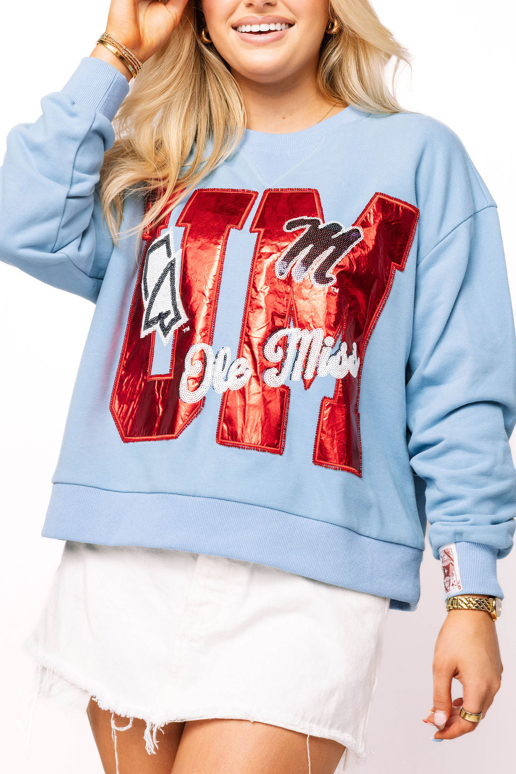 Licensed Ole Miss Metallic Word With Icons Sweatshirt