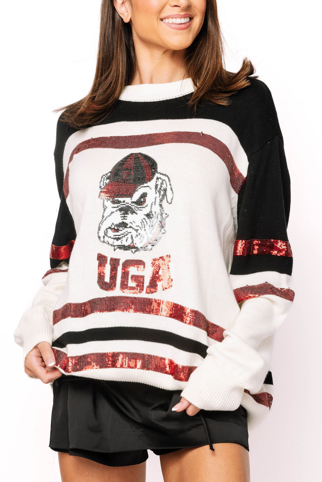 Licensed Georgia Striped Colorblock Sweater