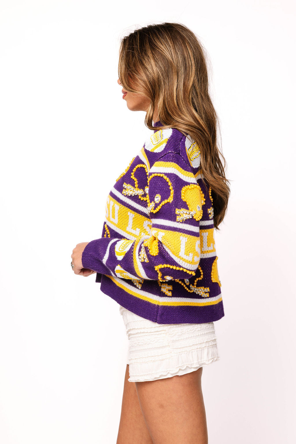 Licensed LSU Vintage Football Helmet Stripe Sweater