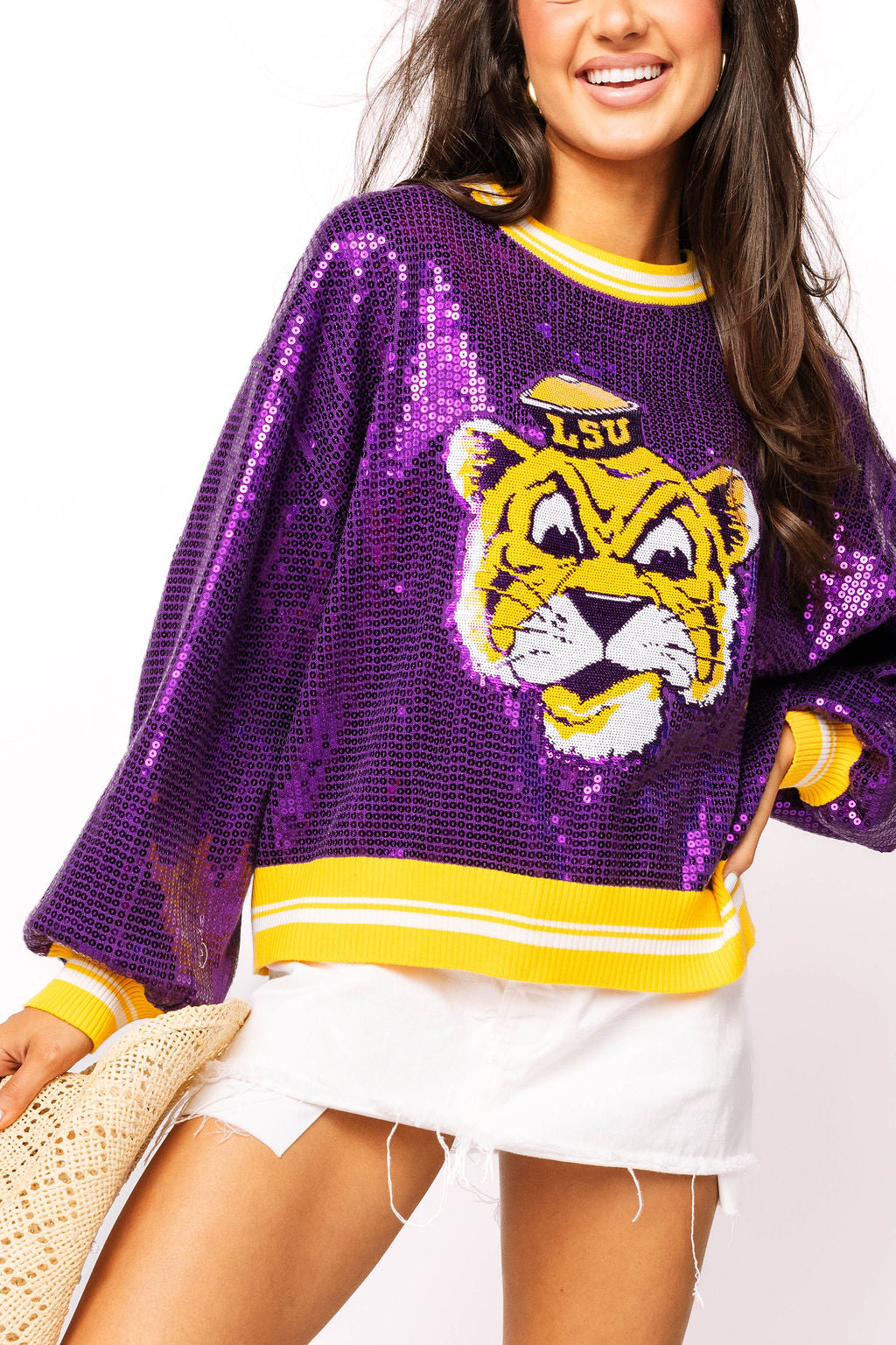 Licensed LSU Full Sequin Sailor Mike Sweater
