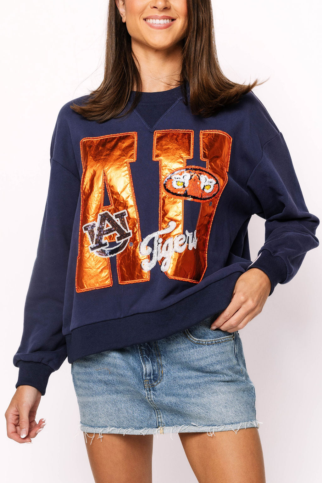 Licensed Auburn Metallic Word With Icons Sweatshirt