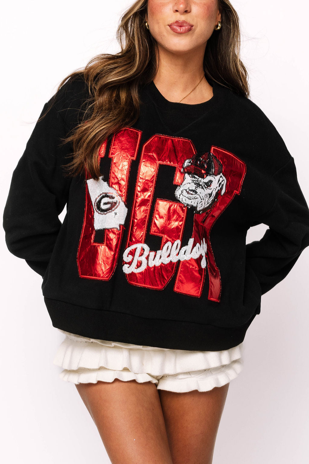 Licensed UGA Metallic Word With Icons Sweatshirt