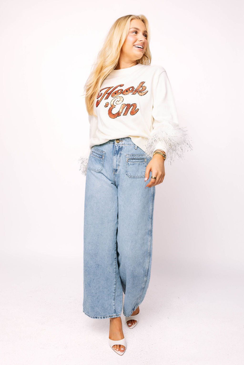 Licensed Texas Feather Sleeve Sweater