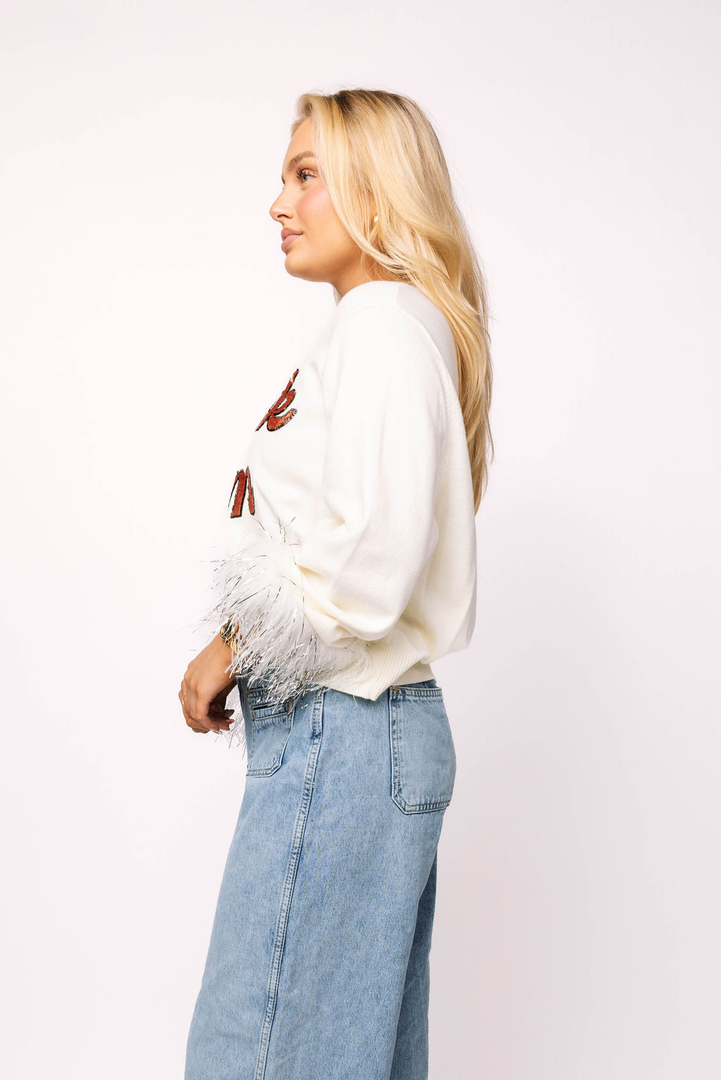 Licensed Texas Feather Sleeve Sweater