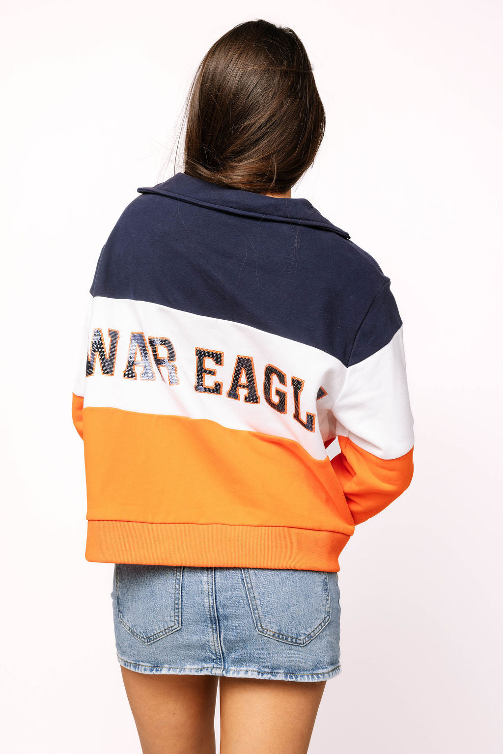 Licensed Auburn Quarter Zip Colorblock Sweatshirt