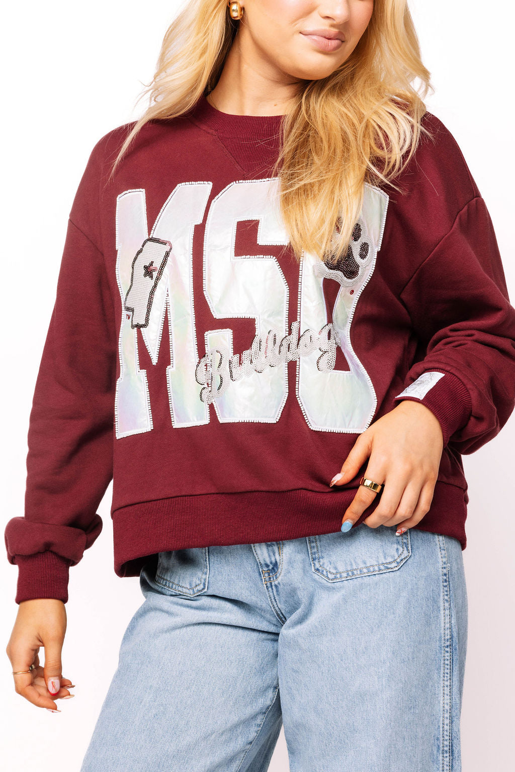 Licensed Miss State Metallic Word With Icons Sweatshirt