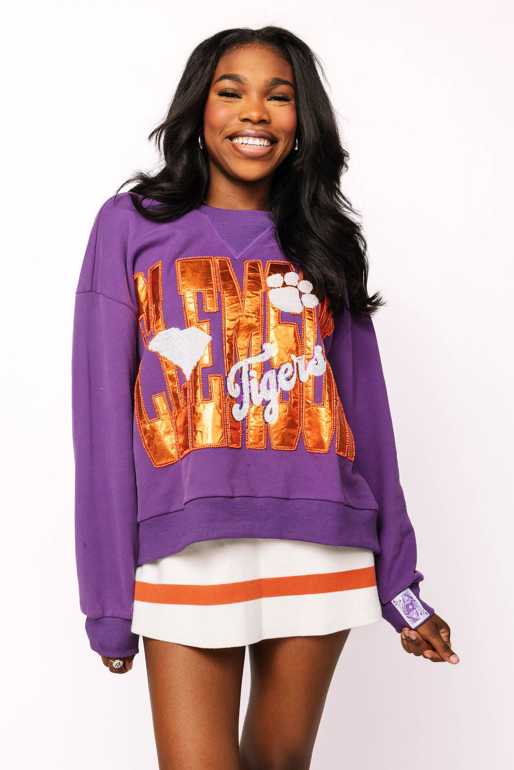 Licensed Clemson Metallic Word With Icons Sweatshirt