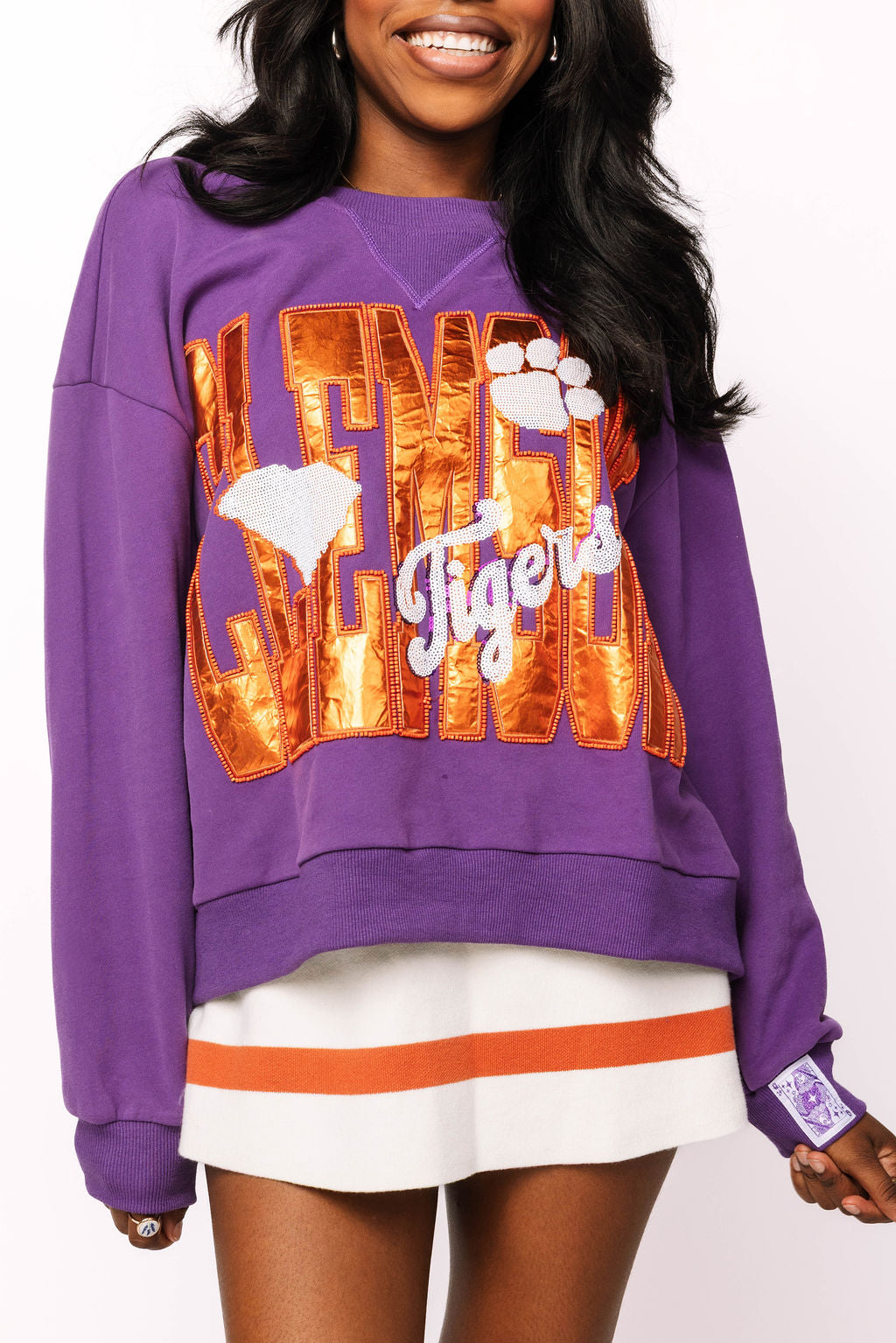 Licensed Clemson Metallic Word With Icons Sweatshirt