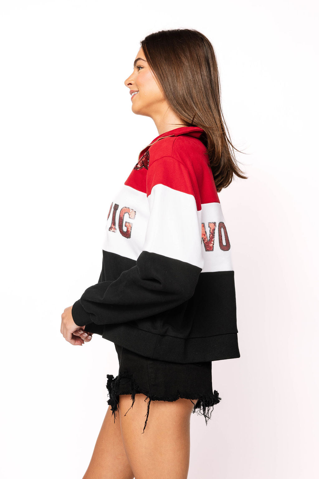 Licensed Arkansas Quarter Zip Colorblock Sweatshirt