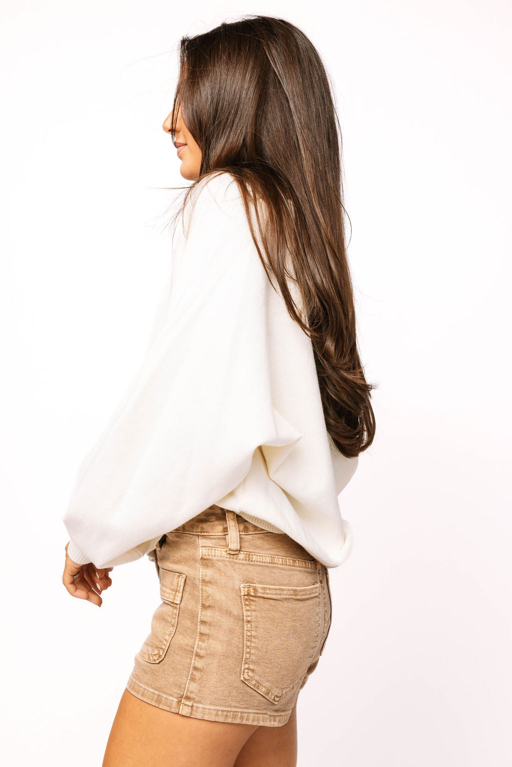 Licensed Texas V Neck Striped Cuff LS Sweater With Small Mascot