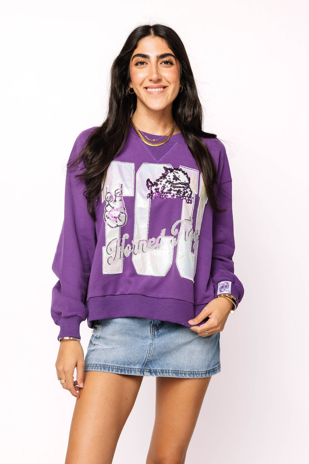 Licensed TCU Metallic Word With Icons Sweatshirt