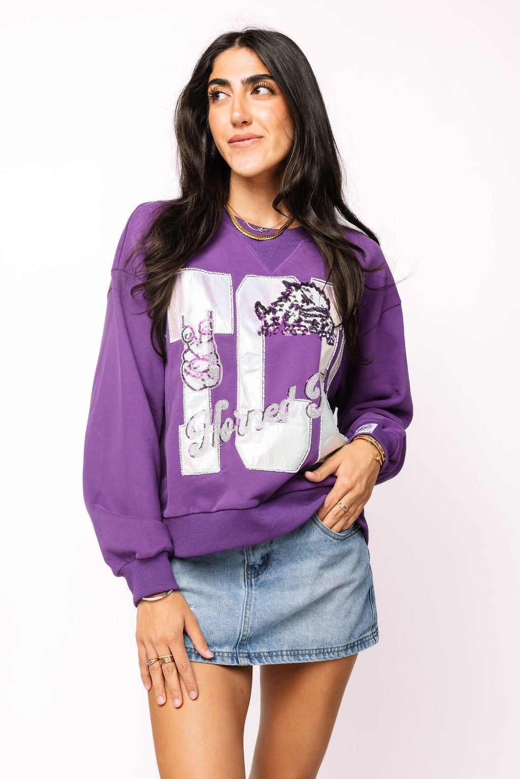 Licensed TCU Metallic Word With Icons Sweatshirt
