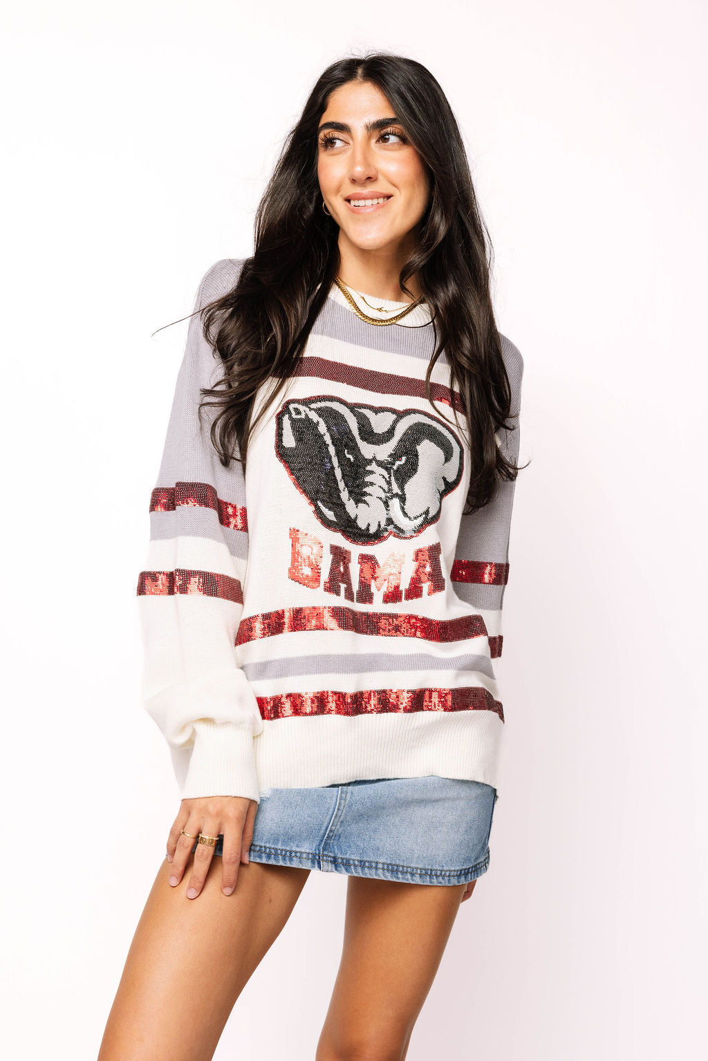 Licensed Alabama Striped Colorblock Sweater