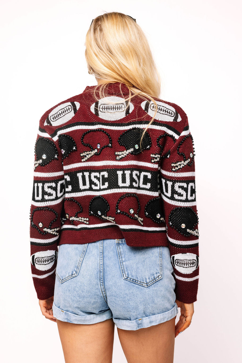 Licensed South Carolina Vintage Football Helmet Stripe Sweater