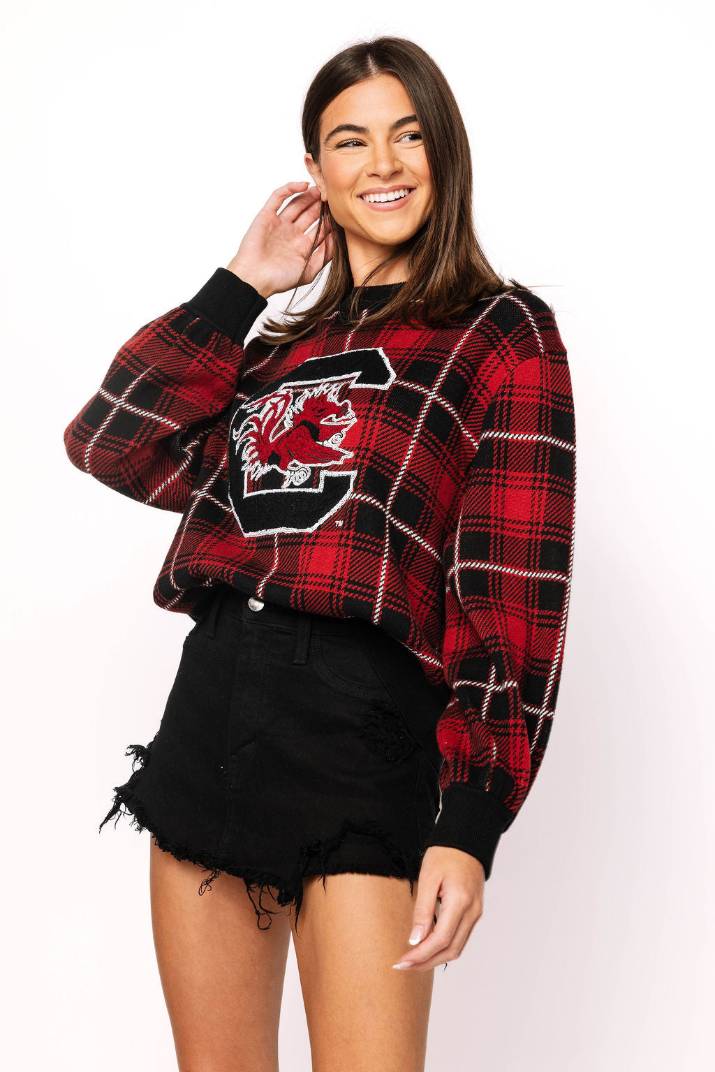 Licensed South Carolina Plaid Mascot Sweater