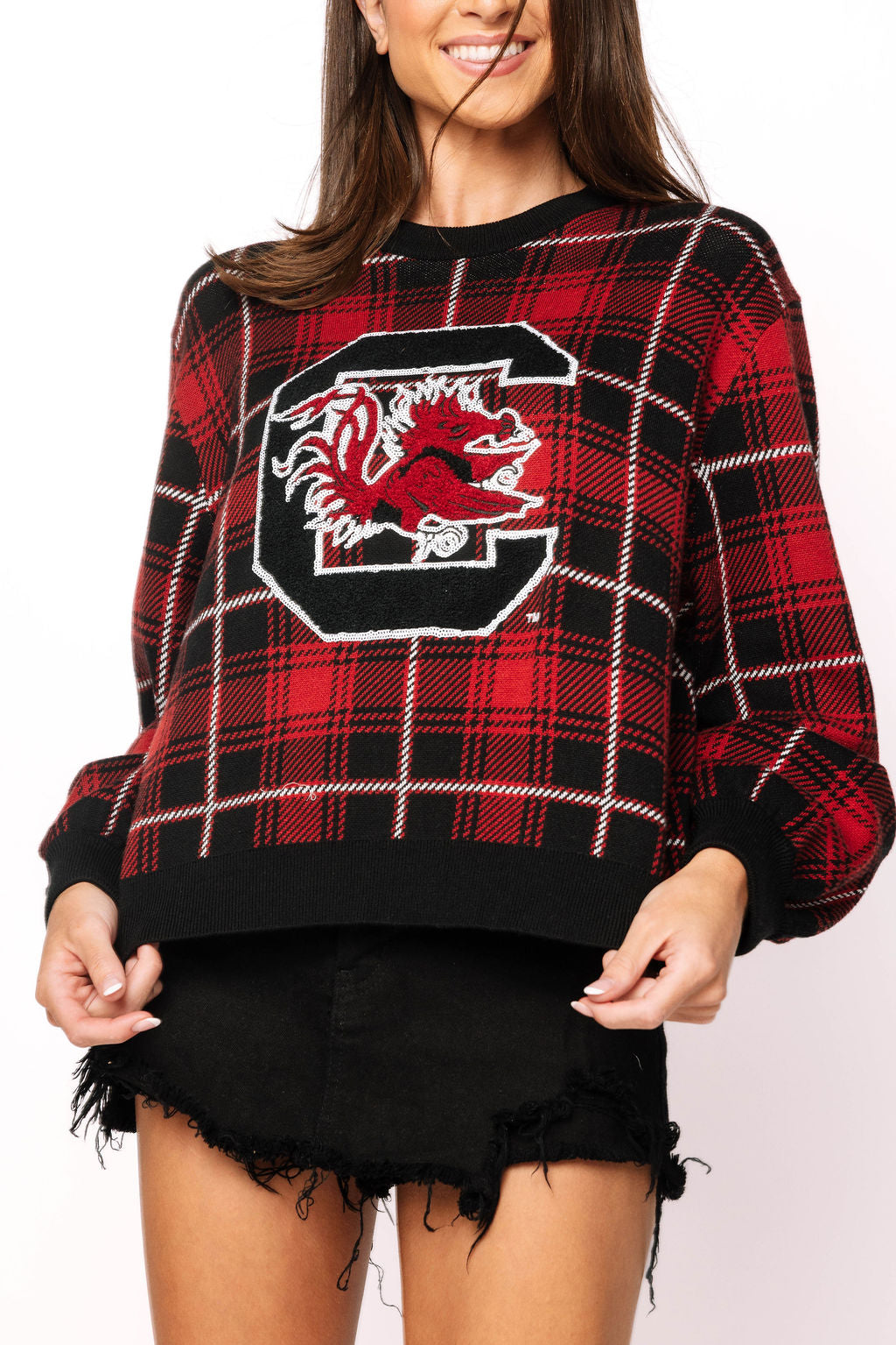 Licensed South Carolina Plaid Mascot Sweater