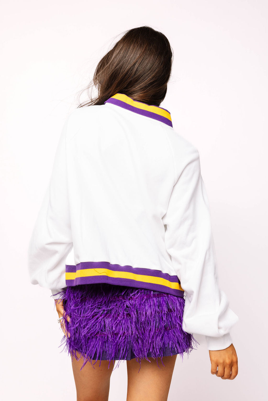 Licensed LSU Striped Collar Circular Mascot Sweatshirt