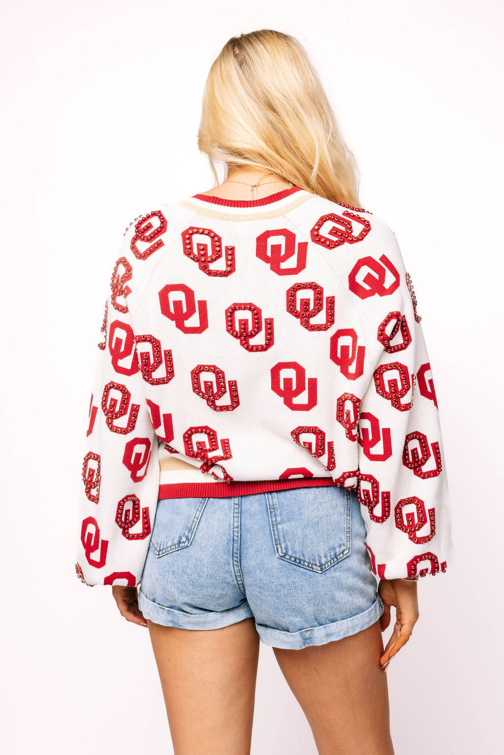 Licensed Oklahoma Knit In Mascot Rhinestone Cardigan