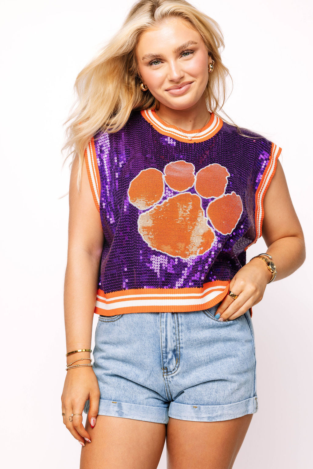 Licensed Clemson Full Sequin Mascot Tank