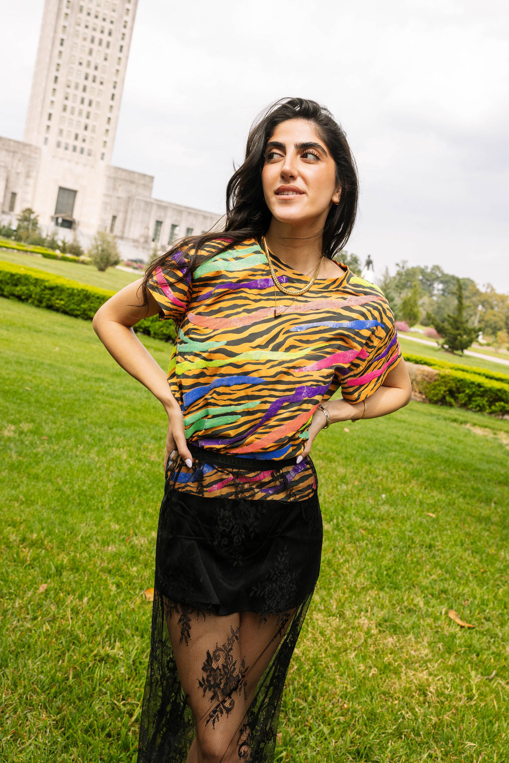 Neon & Tiger Print Tee