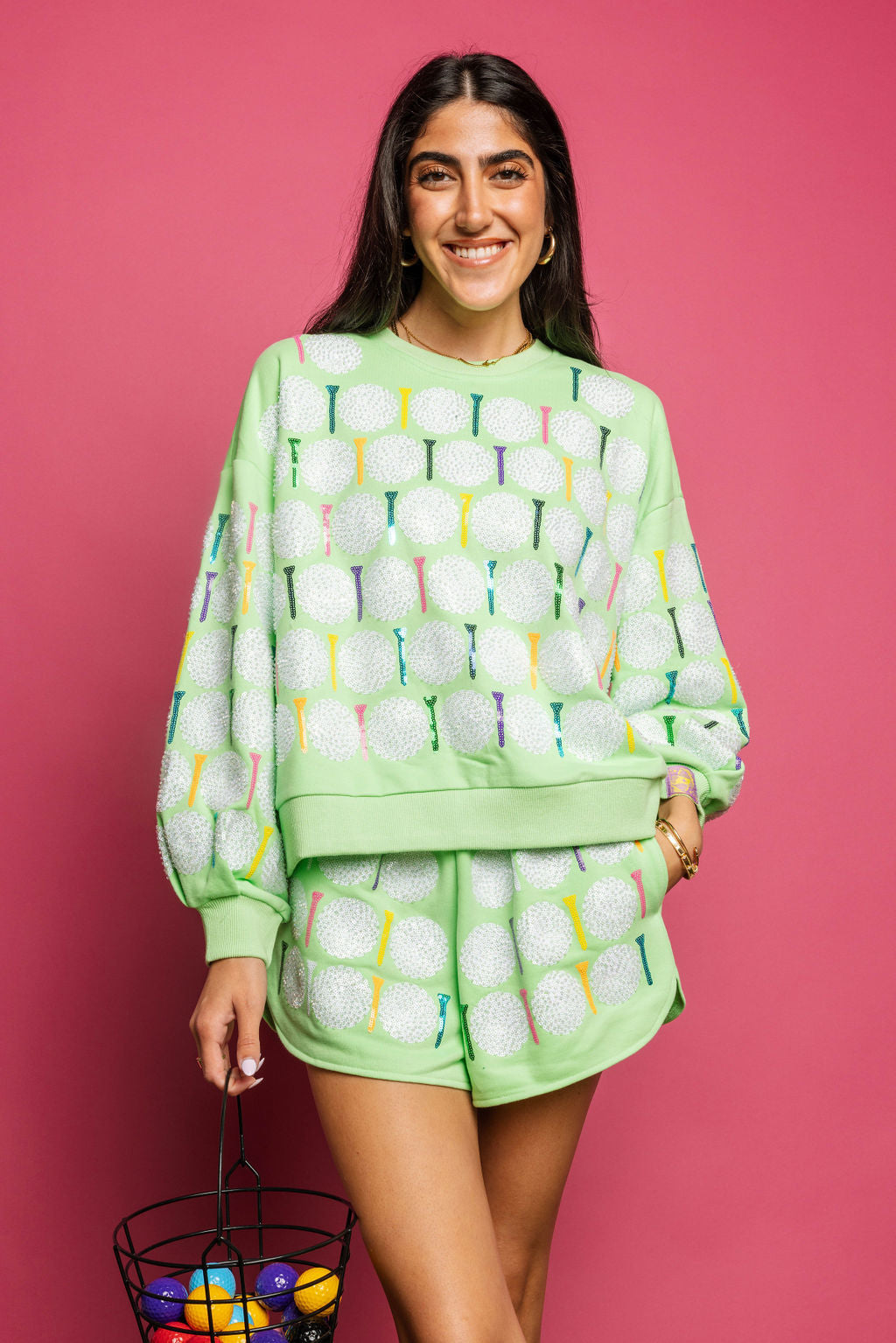 Lime Green Golf Ball & Tee Sweatshirt
