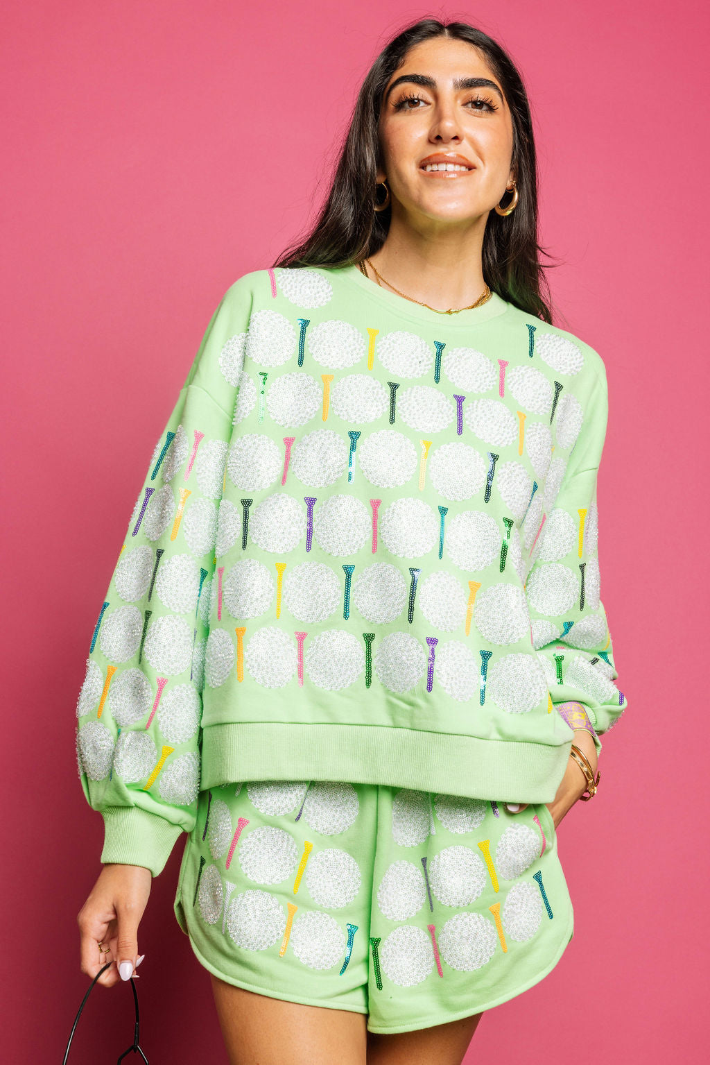 Lime Green Golf Ball & Tee Sweatshirt