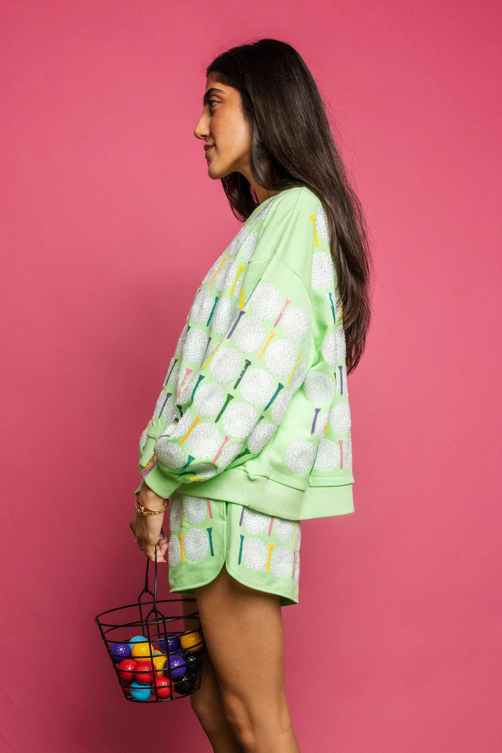 Lime Green Golf Ball & Tee Sweatshirt