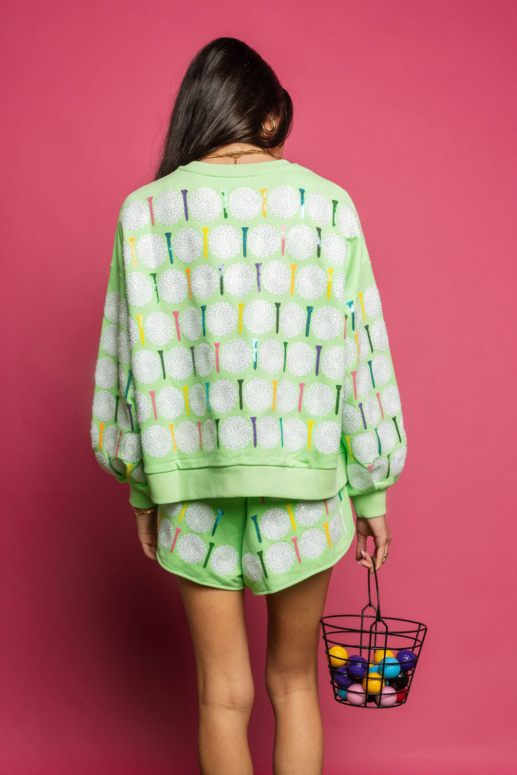 Lime Green Golf Ball & Tee Sweatshirt