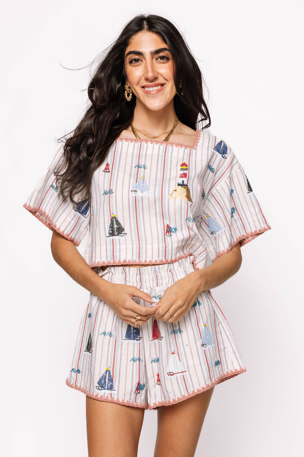 Striped Sailboat Cotton Top