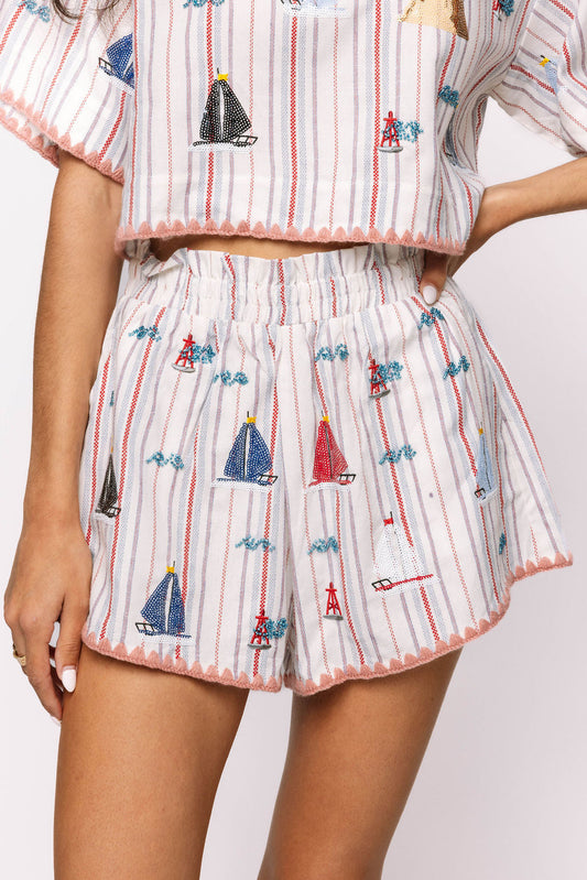 Striped Sailboat Cotton Short