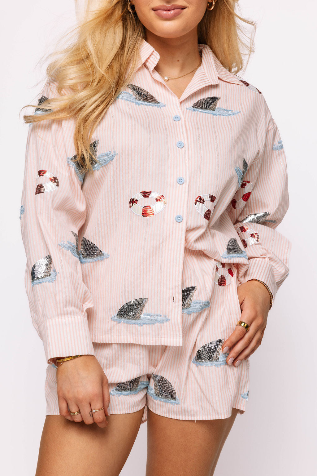 Light Pink Stripe Shark Fin & Float Short