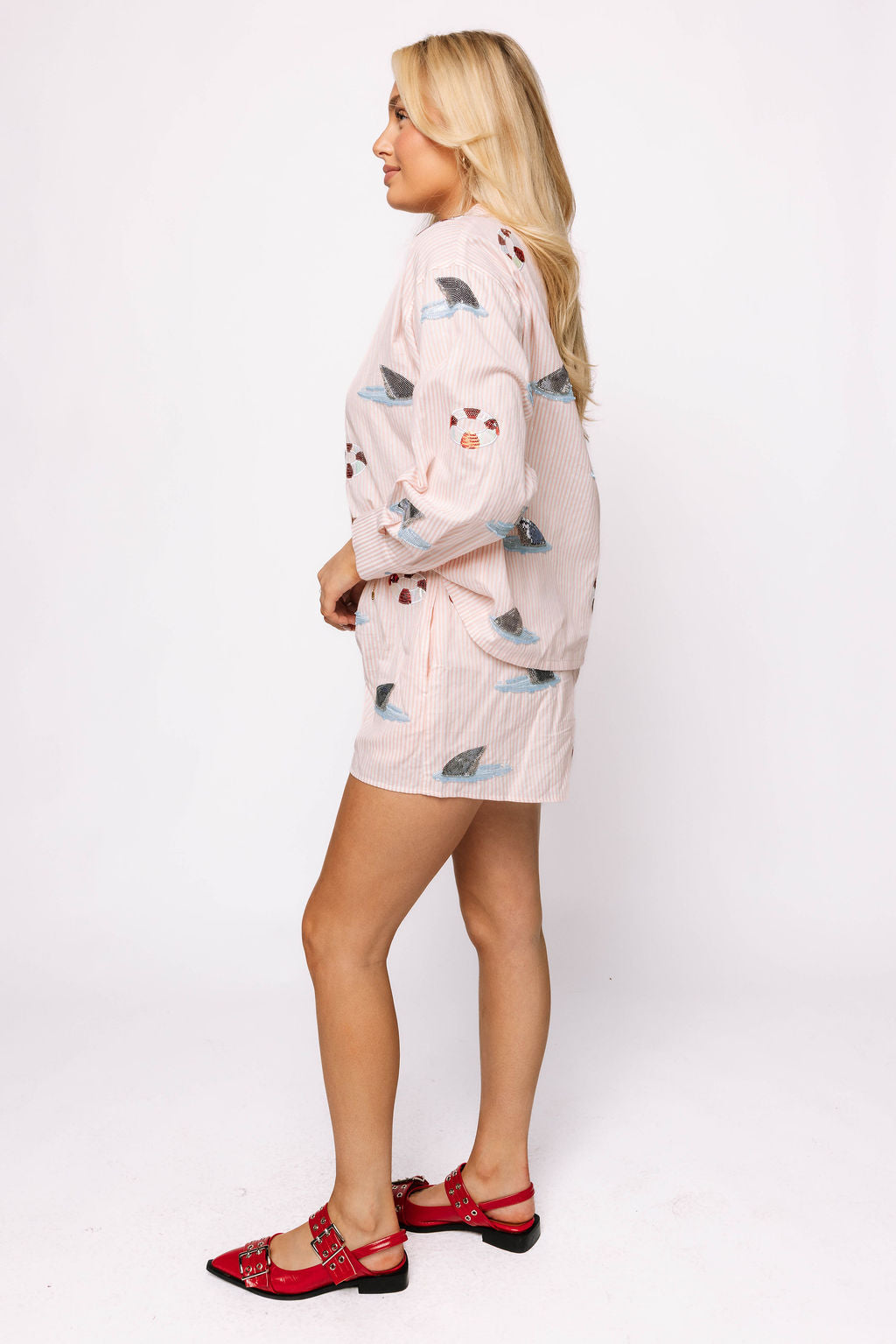 Light Pink Stripe Shark Fin & Float Short