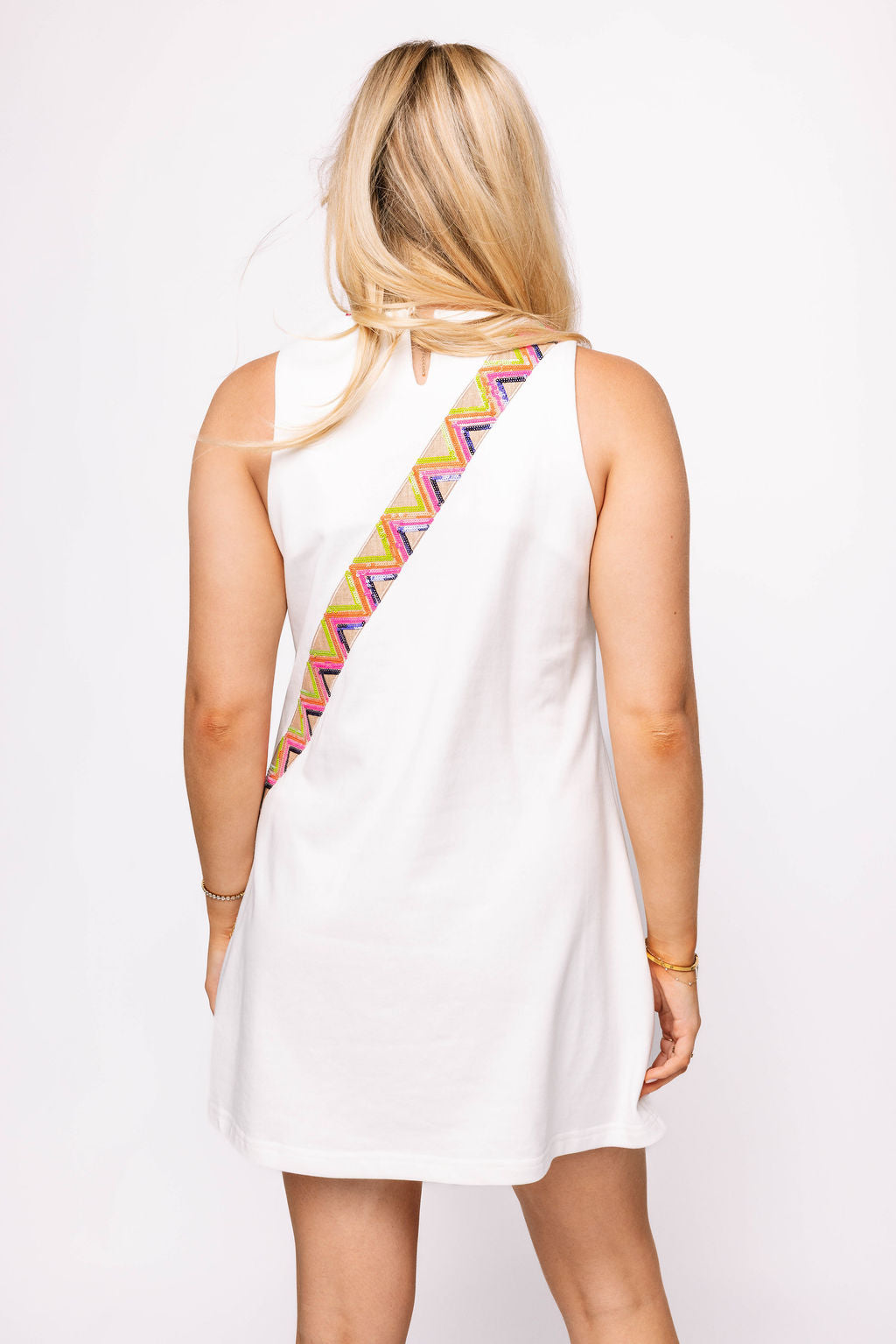 White Icon Crossbody Functioning Purse tank Dress