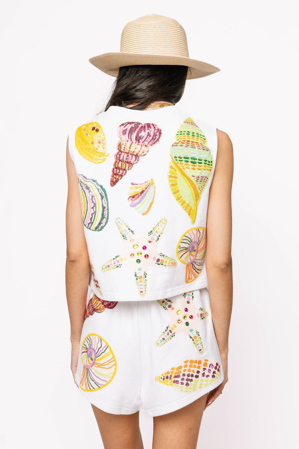 White Multi Shell Short