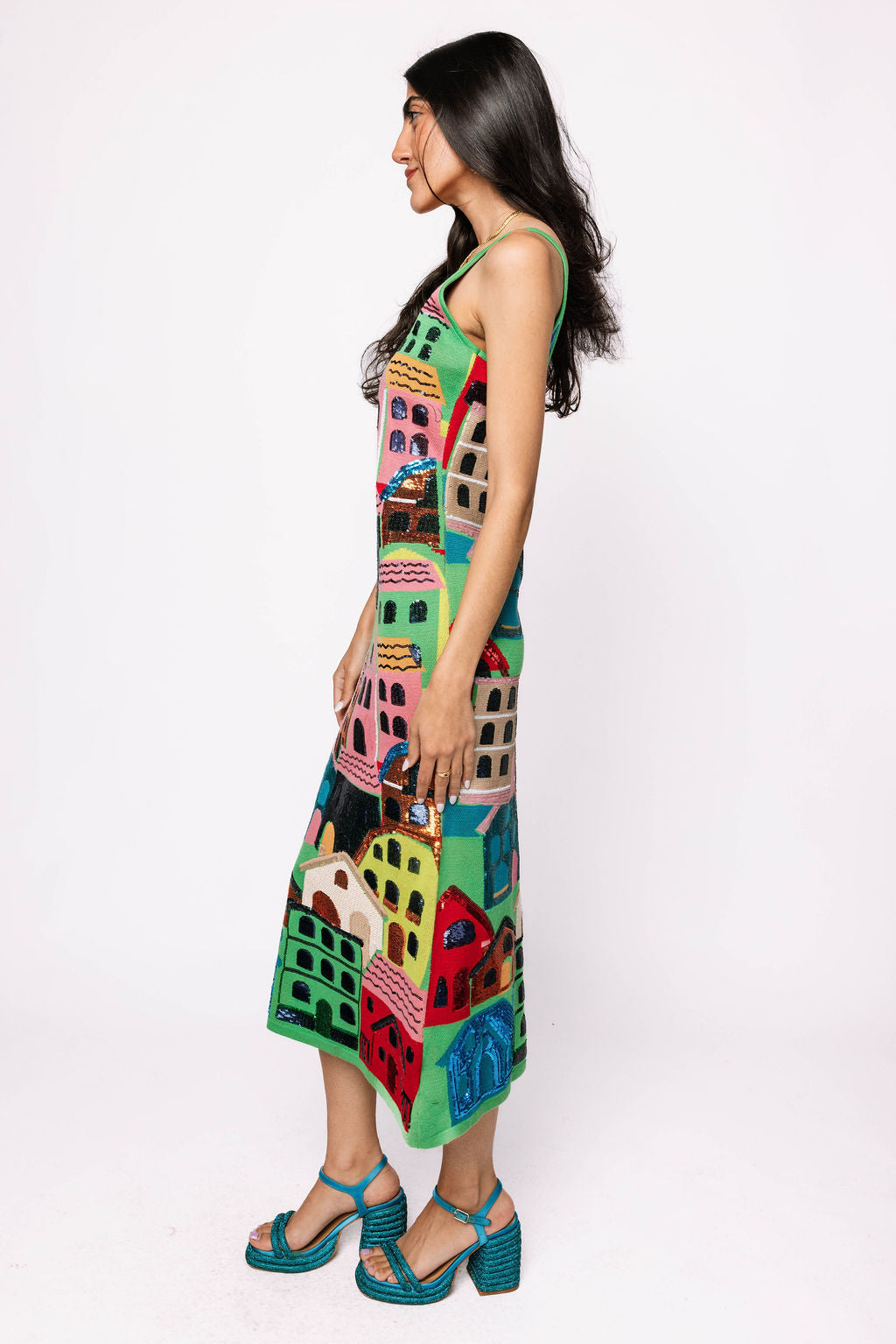 Knit Multi Houses Midi Dress