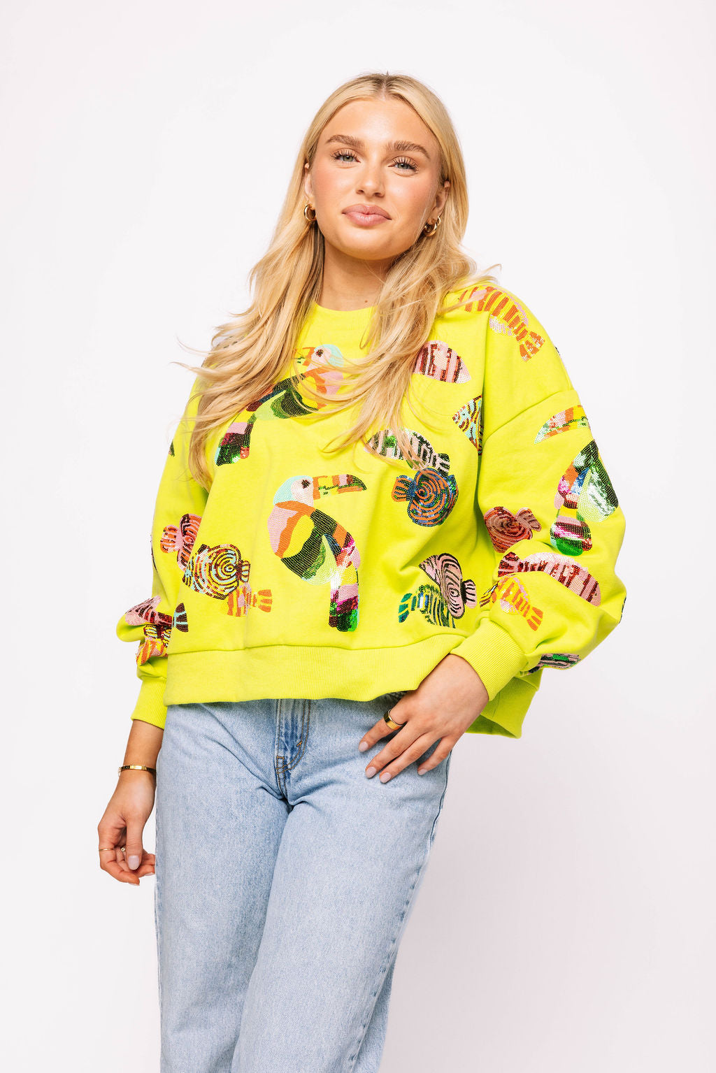Lime Green Parrot & Fish Sweatshirt