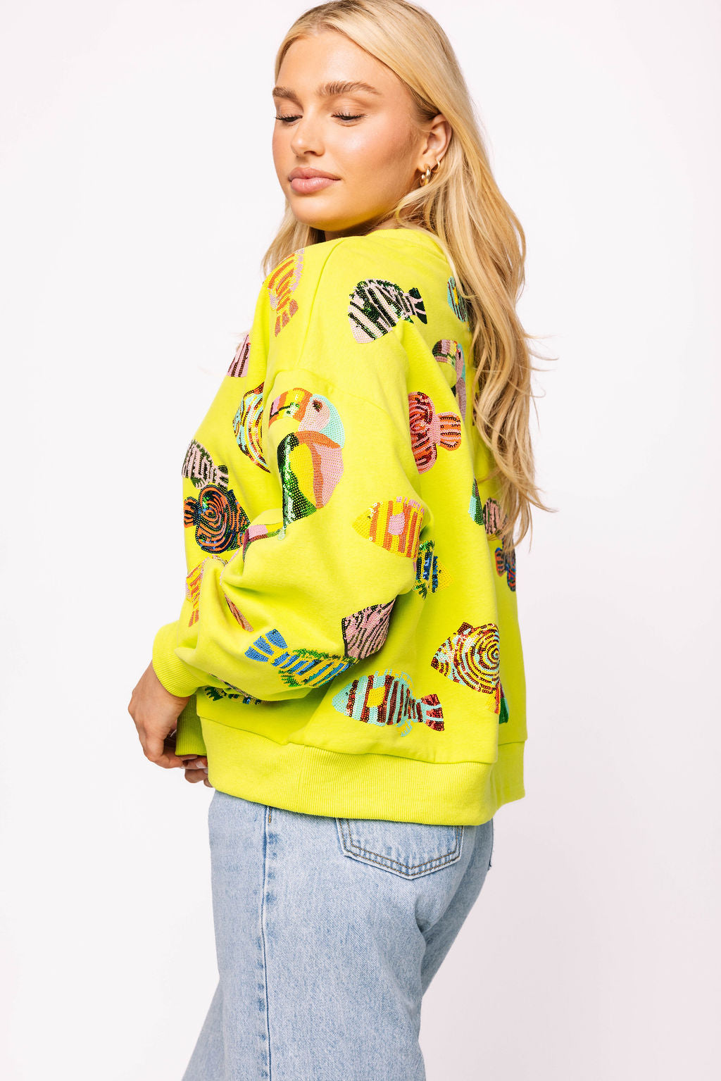 Lime Green Parrot & Fish Sweatshirt