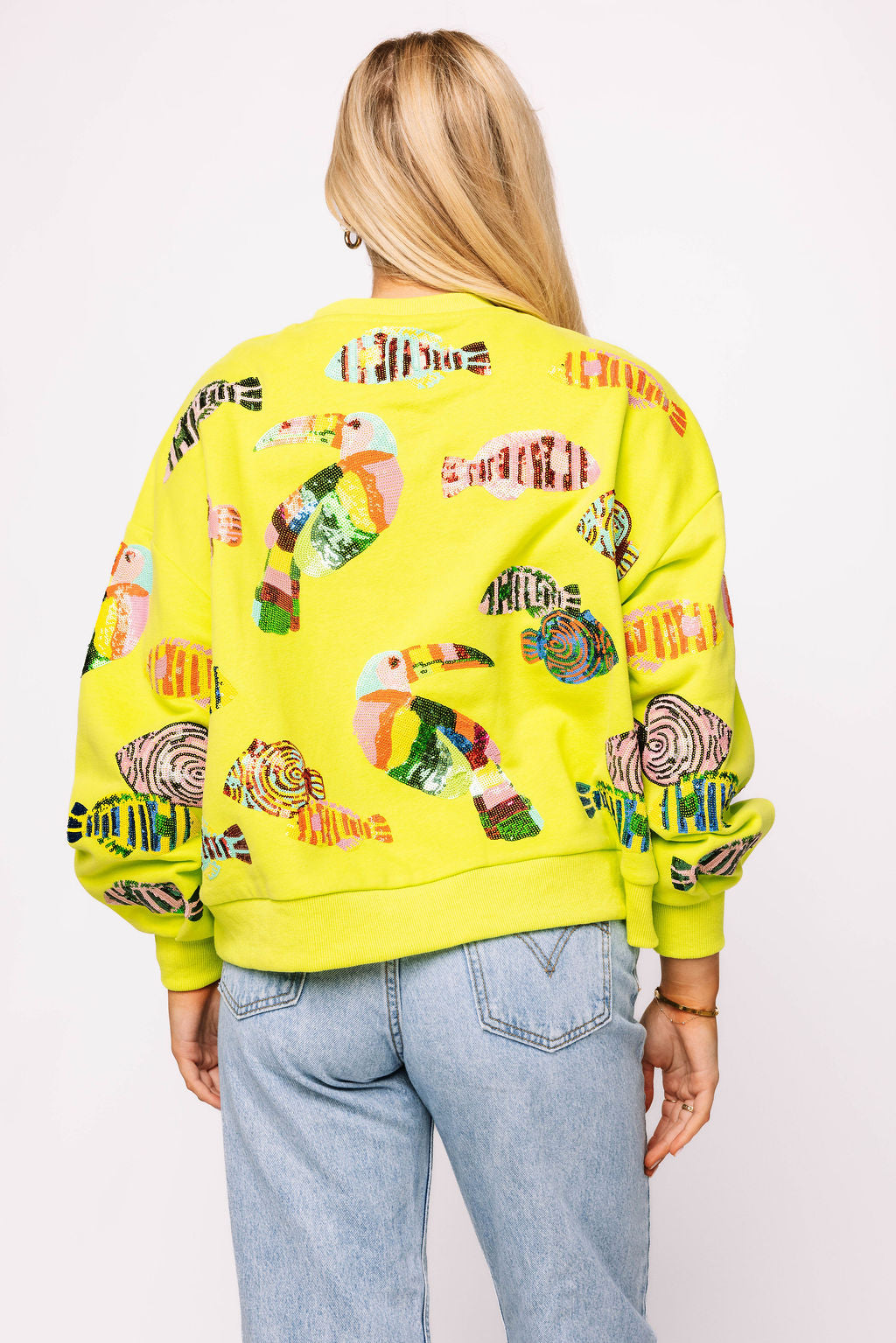 Lime Green Parrot & Fish Sweatshirt