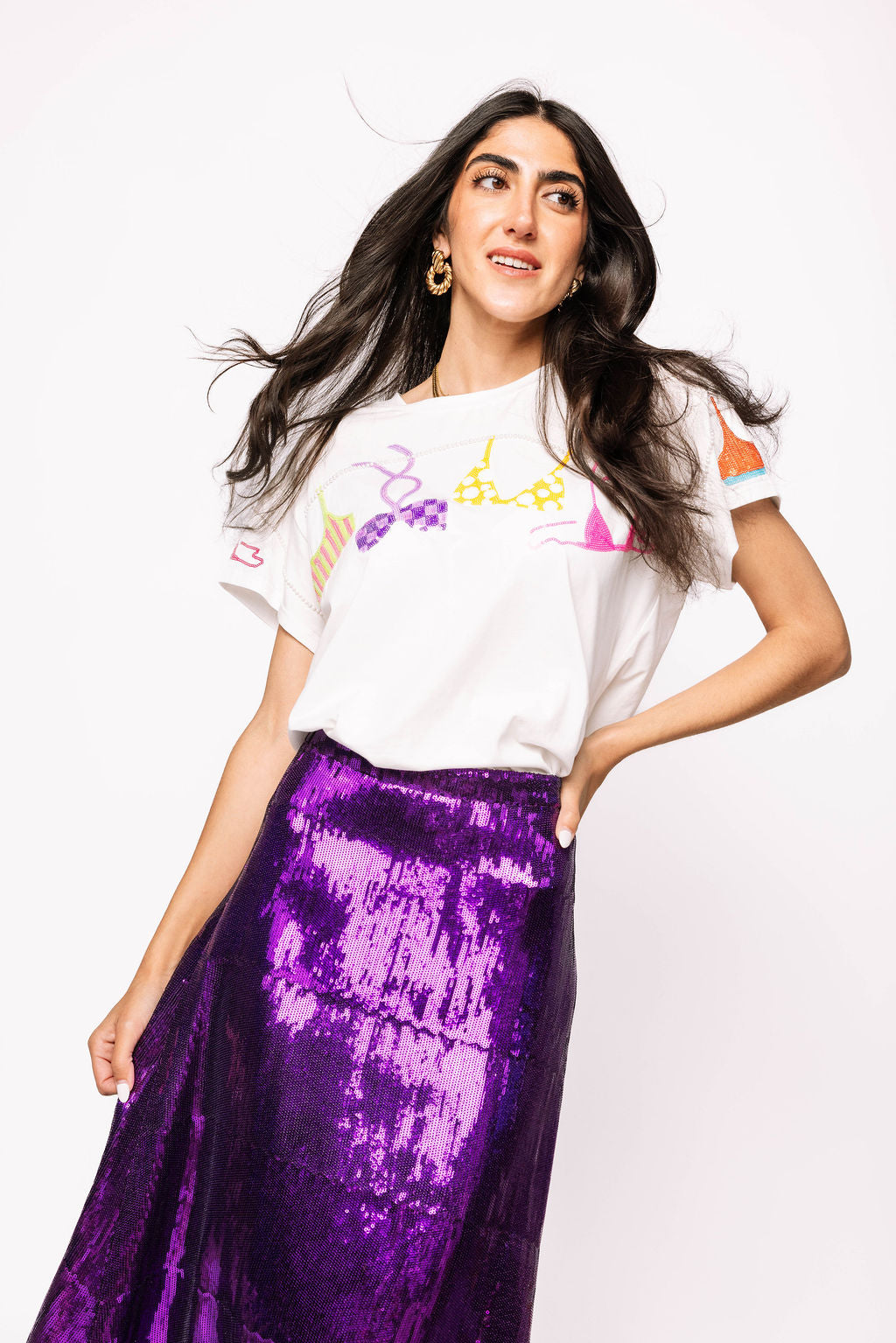 White Multi Hanging Bikini Tee