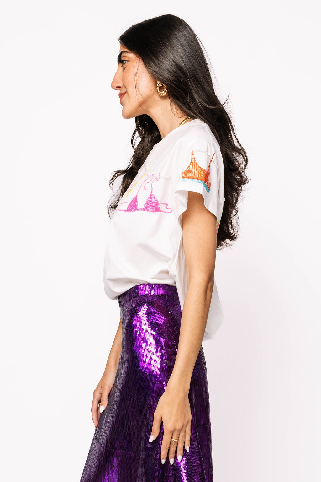 White Multi Hanging Bikini Tee