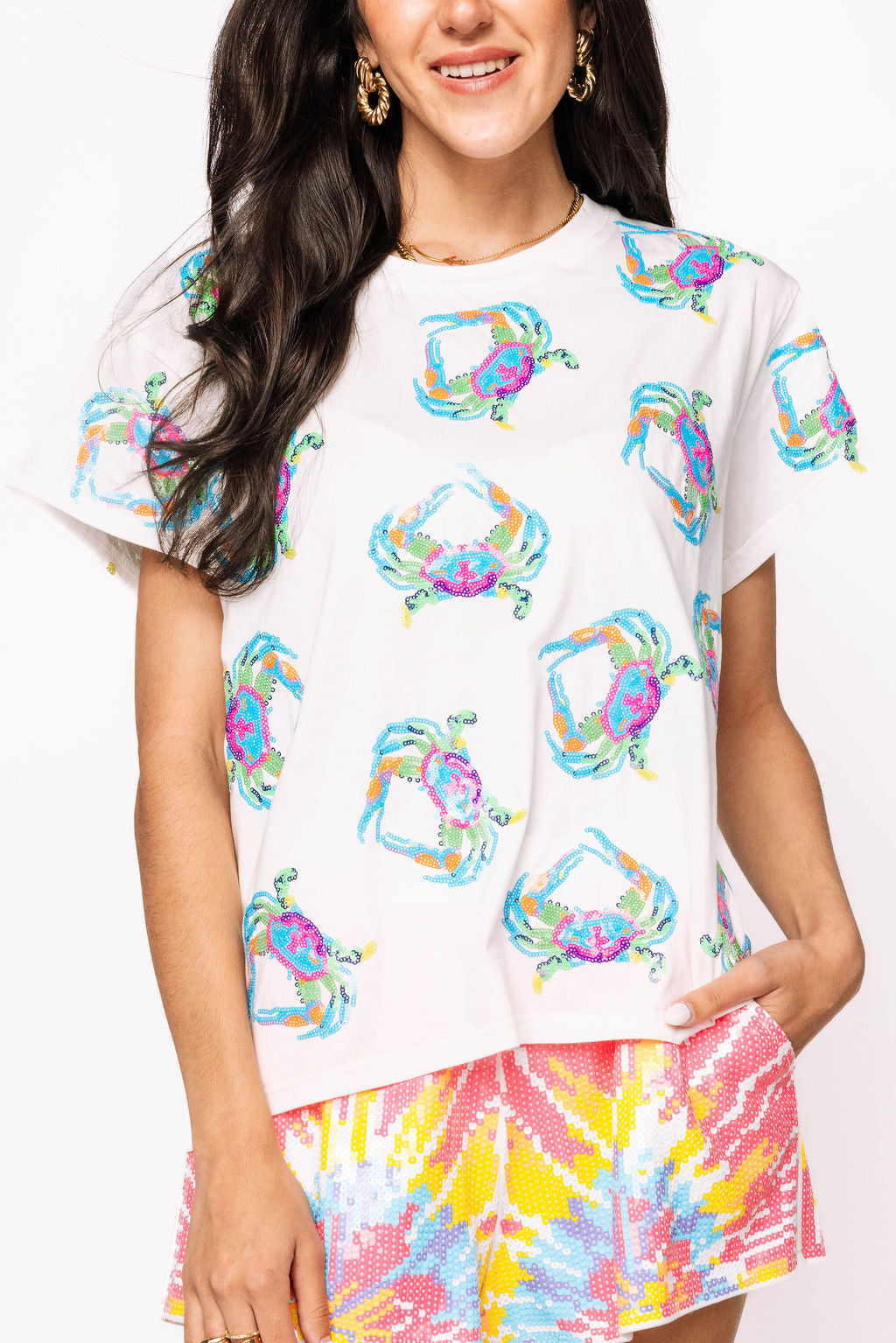 White Multi Crab Tee
