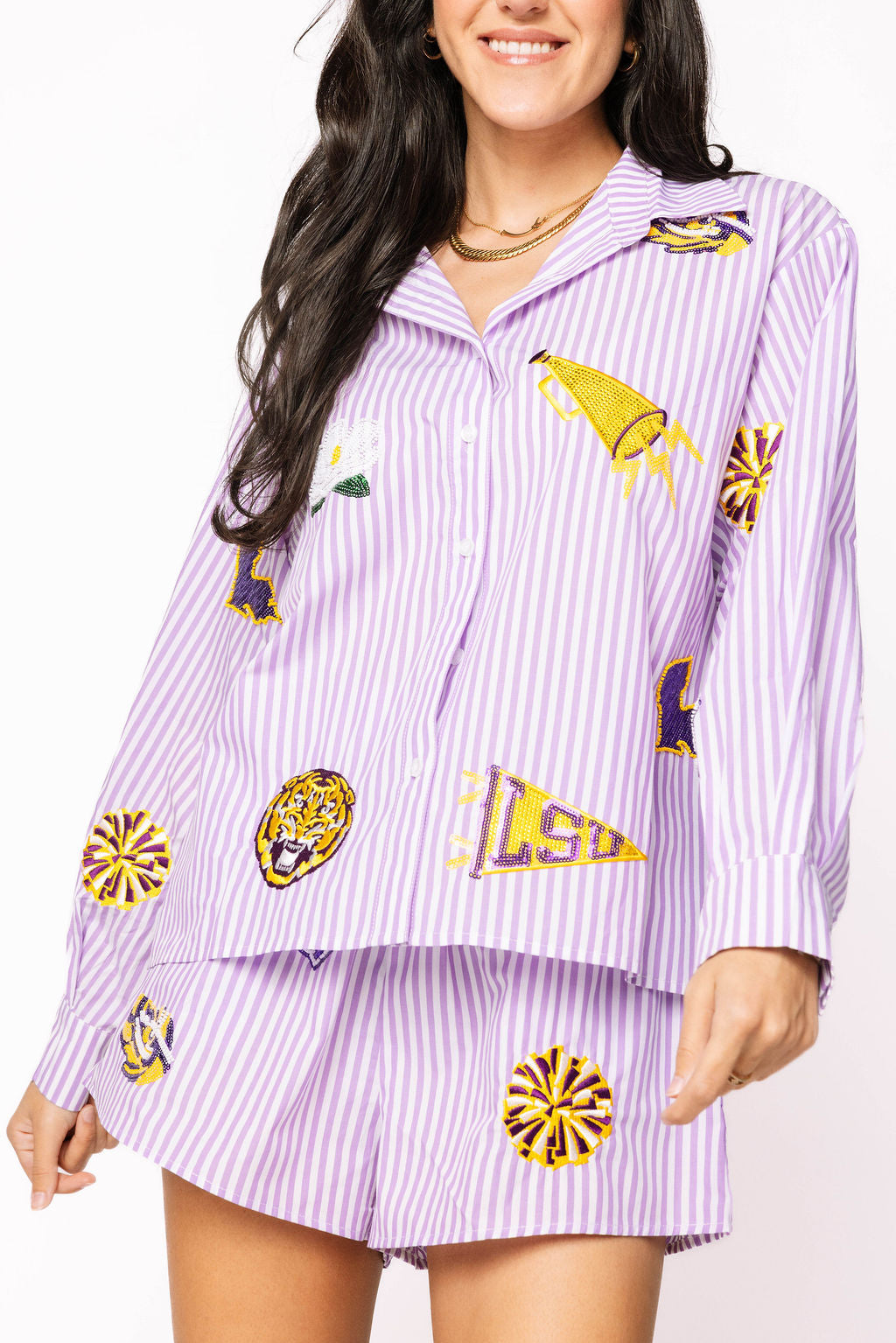 Licensed LSU Mini Icon Striped Shorts